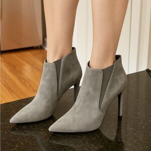 Cole Haan Light Gray Suede Heeled Boots